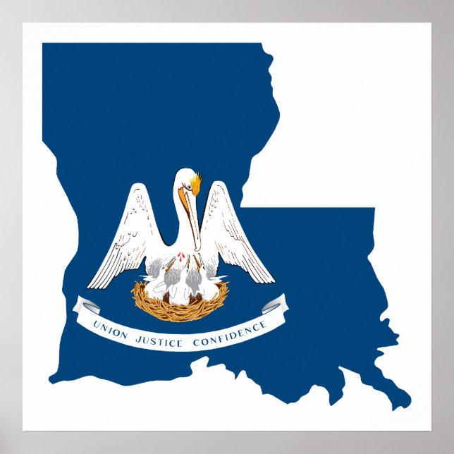 Louisiana Flag Map Poster (Front)