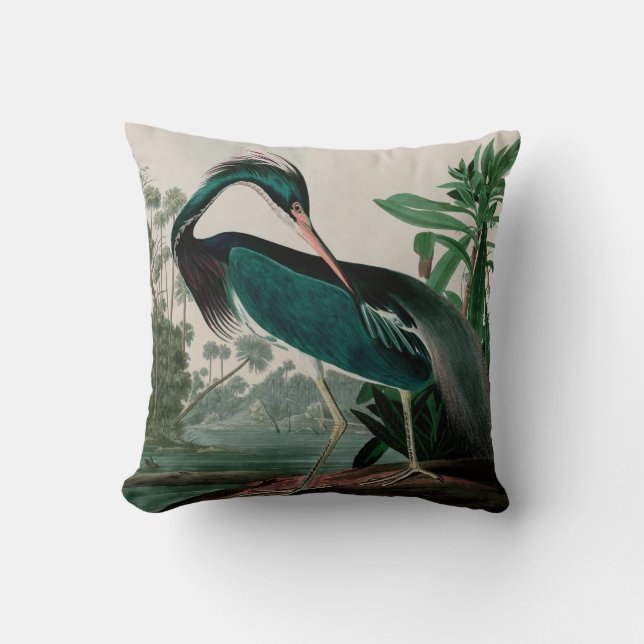 Louisiana Heron Birds of America Audubon Print Throw Pillow (Front)
