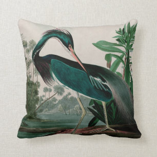 Louisiana Heron Birds of America Audubon Print Throw Pillow