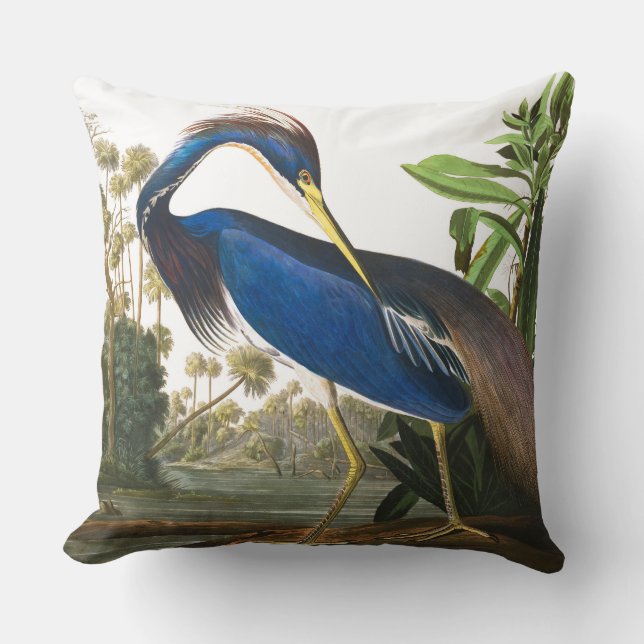 Louisiana Heron by John James Audubon Throw Pillow (Front)