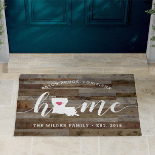 Louisiana Home State Personalized Wood Look Doormat