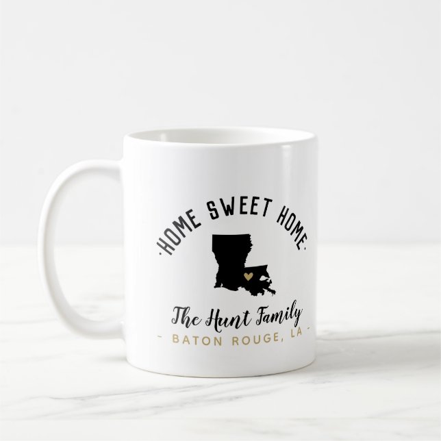 Louisiana Home Sweet Home Famille Monogramme Mug (Gauche)
