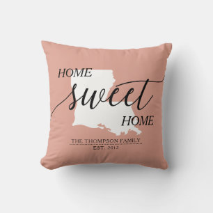 Louisiana Home Sweet Home Family Name Throw Pillow
