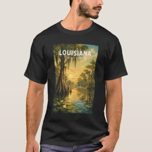 Louisiana Illustration Travel Art Vintage T-Shirt