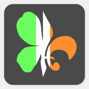 Louisiana Irish Cajun NOLA Fleur De Lis Shamrock Square Sticker