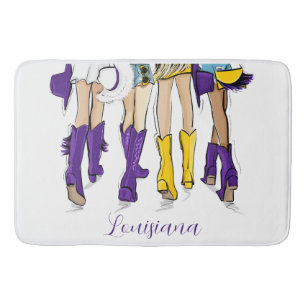 Louisiana Ladies Fashion Cowboy Boot Purple Yellow Bath Mat
