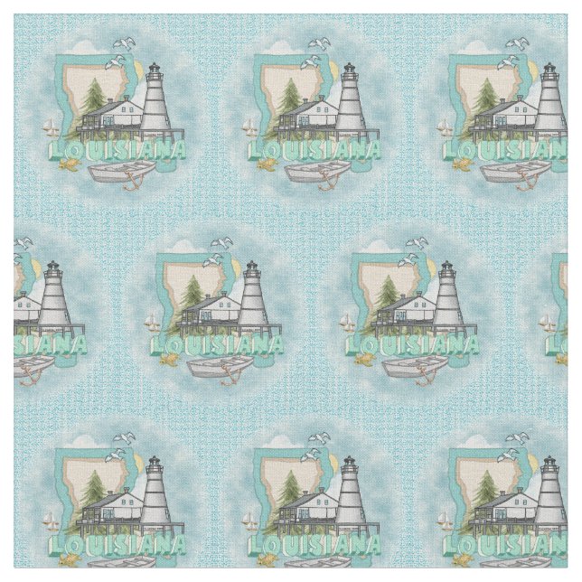 Louisiana Lighthouse Fabric (Close Up)