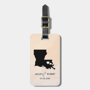 Louisiana Map Wedding Luggage Tag, Couple's Name Tag