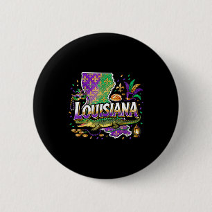 Louisiana Mardi Gras Alligator Carnival Design _2 2 Inch Round Button