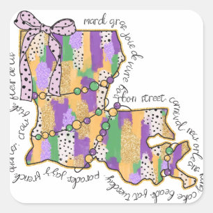 Louisiana Mardi Gras Bourbon Street Carnival  Square Sticker
