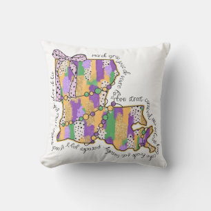 Louisiana Mardi Gras Bourbon Street Carnival  Throw Pillow