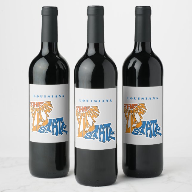 Louisiana Nickname Word Art Wine Label (Bottles)