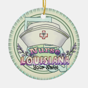 Louisiana Nurse Ceramic Ornament