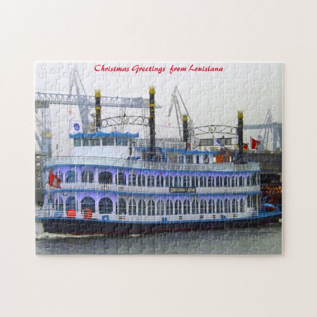 Louisiana Paddle Boat.Christmas Greetings Jigsaw Puzzle (Horizontal)