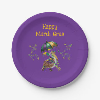 Louisiana Pelican Mardi Gras party Paper Plate