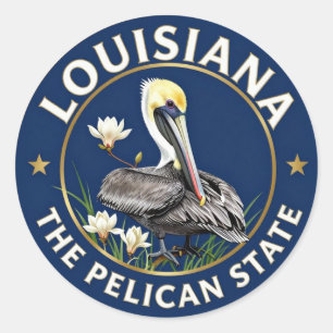 🦩 Louisiana Pelican Southern Heritage Classic Round Sticker