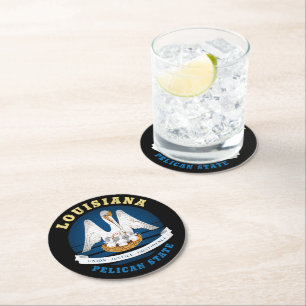 LOUISIANA PELICAN STATE FLAG ROUND PAPER COASTER