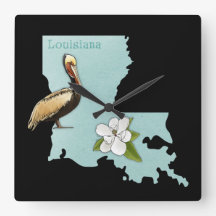 Louisiana Pelican State Map Wall Clock