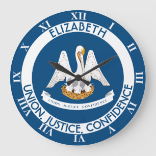 Louisiana Pelican State Personalized Flag Large Clock