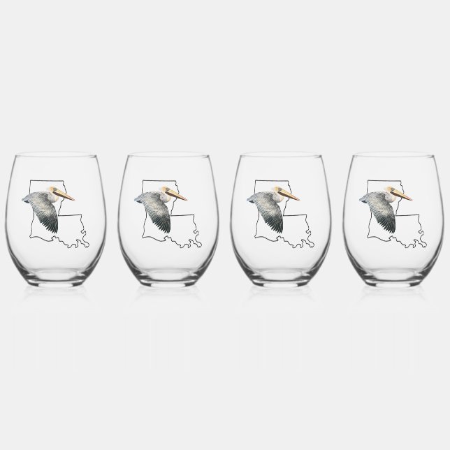 Louisiana Pelican Verre à vin sans pierre - 4 set (Recto)