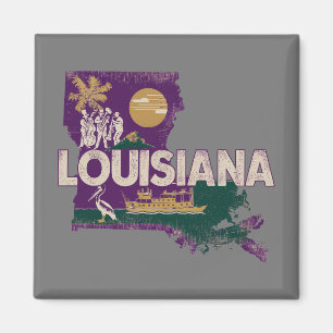 Louisiana Retro State Silhouette Magnet