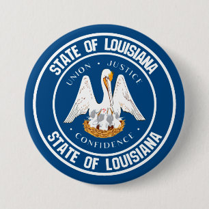 Louisiana Round Emblem 3 Inch Round Button