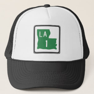 Louisiana Route 1 (One) Road Trip Travel Sign Trucker Hat