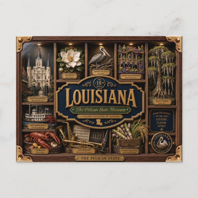Louisiana Shadow Box 3D Figurine State Postcard (Front)