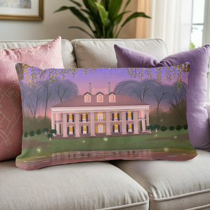 Louisiana Southern Mansion House Purple Lumbar Pillow