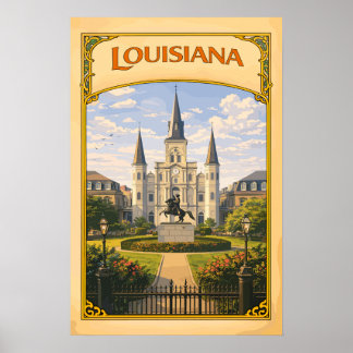 Louisiana St. Louis Cathedral Vintage Poster