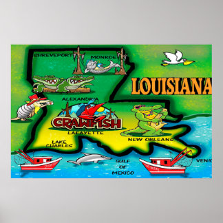 Louisiana State Cartoon Poster