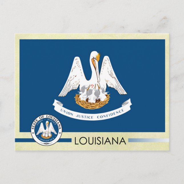 Louisiana State Flag and Seal Postcard (Front)