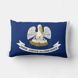 Louisiana State Flag Print Patriotic Lumbar Pillow
