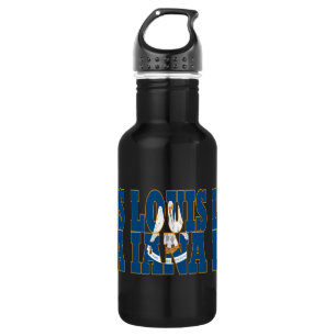 Louisiana state flag text 532 ml water bottle