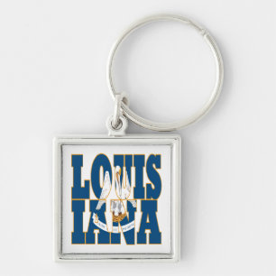 Louisiana state flag text keychain