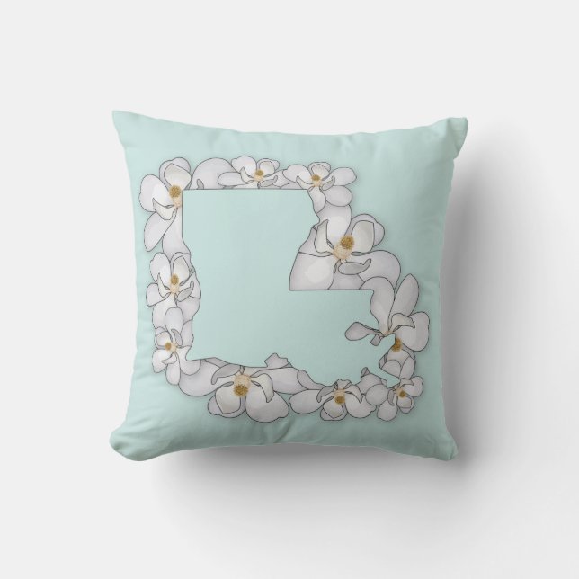 Louisiana State Flower - Magnolia Throw Pillow (Front)