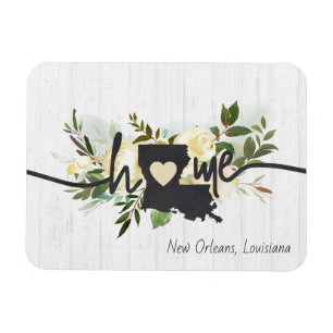Louisiana State Personalized Your Home City Rustic Magnet