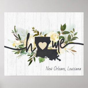 Louisiana State Personalized Your Home City Rustic Poster