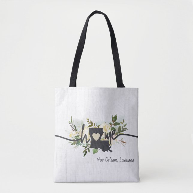 Louisiana State Personalized Your Home City Rustic Tote Bag (Front)