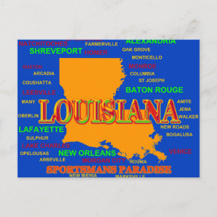 Louisiana State Pride Map Silhouette Postcard
