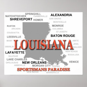 Louisiana State Pride Map Silhouette Poster