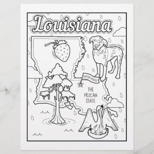 louisiana state shape and facts colouring page