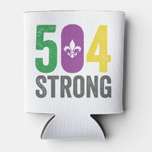 Louisiana Strong 504 NOLA Strong Mardi Gras Can Cooler