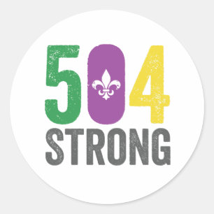 Louisiana Strong 504 NOLA Strong Mardi Gras  Classic Round Sticker
