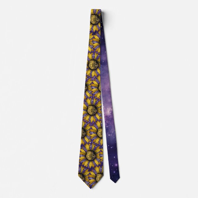 Louisiana Sunflower/Tiger/Fleur-de-Lis Neck Tie (Front)