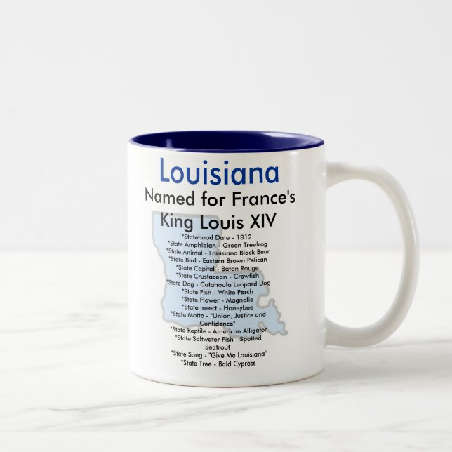 Louisiana Symbols & Map Two-Tone Coffee Mug (Right)