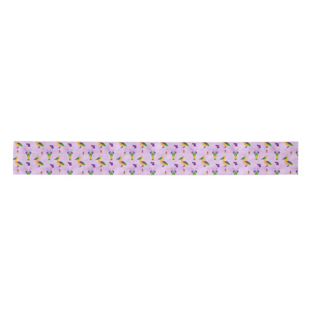 Louisiana Themed Mardi Gras Colour Ribbon Satin Ribbon (Front)