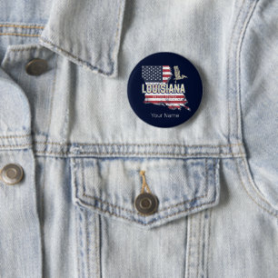 Louisiana United States Retro Map Vintage USA 2 Inch Round Button