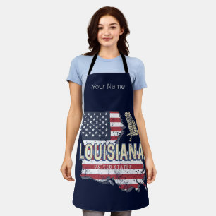 Louisiana United States Retro Map Vintage USA Apron