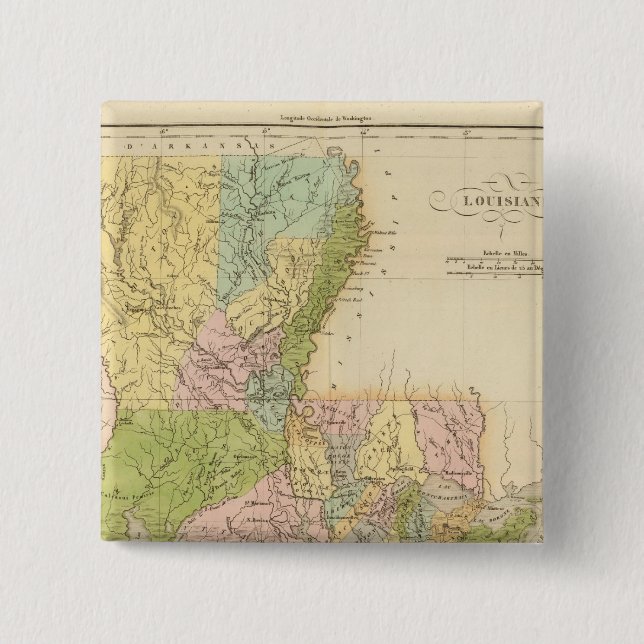 Louisiana US 2 Inch Square Button (Front)